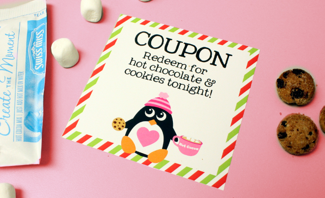 Free printable hot chocolate coupon for kids on www.thecharmitspot.com