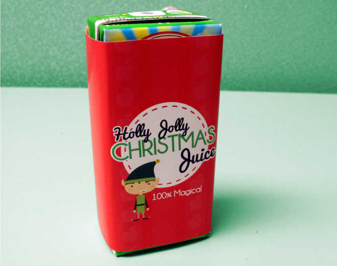 Our Holly jolly Christmas juice box printable is a fun Christmas  idea for kids