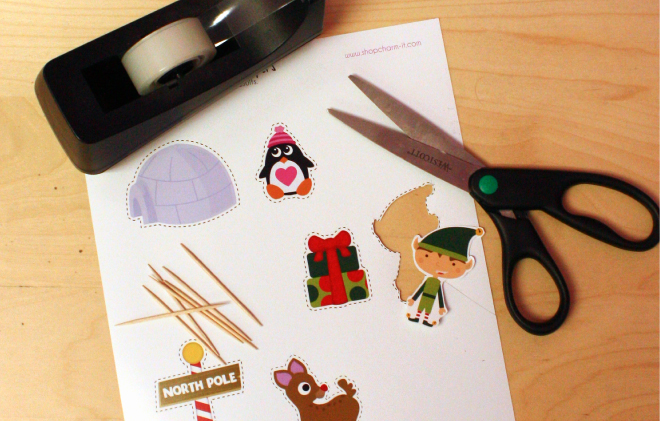 Free printable Christmas, Rudolph, North Pole, Elf and winter cupcake toppers on www.thecharmitspot.com 