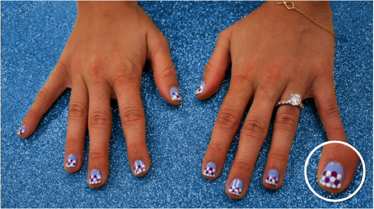 Blue polka dot manicure tutorial