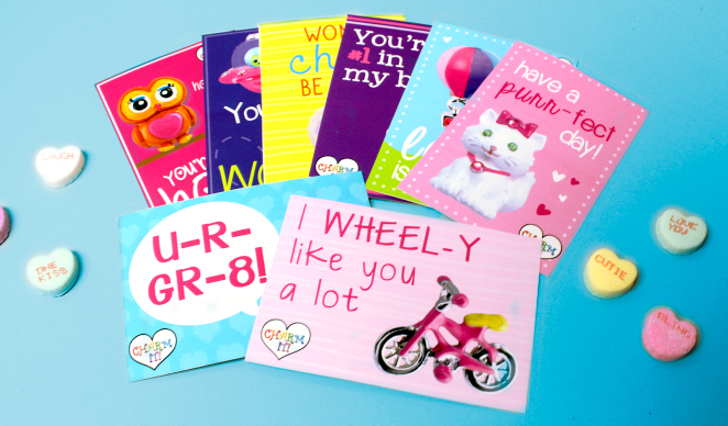 Free printable CHARM IT! Valentine’s Day Cards